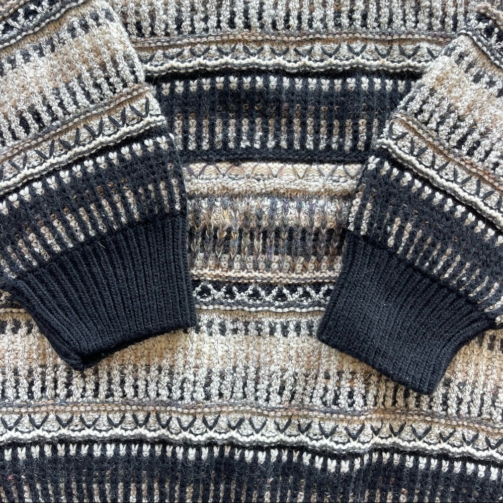 1980s-1990s Vintage Blue and Brown Knitted Pull Over Crew  Mens Size XL - Picture 4 of 14